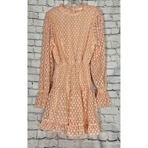 Sugarfox NWOT Medium Peach Lace Lined Long‎ Sleeve Dress Coquette